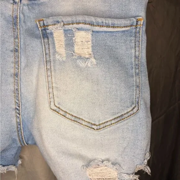 Wax Jean Light Blue Distressed Denim Shorts - Picture 6 of 7